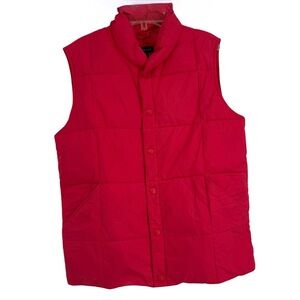 LANDS END PUFFER VEST WOMENS SIZE Large DOWN FILLED QUILTED SNAP PINK